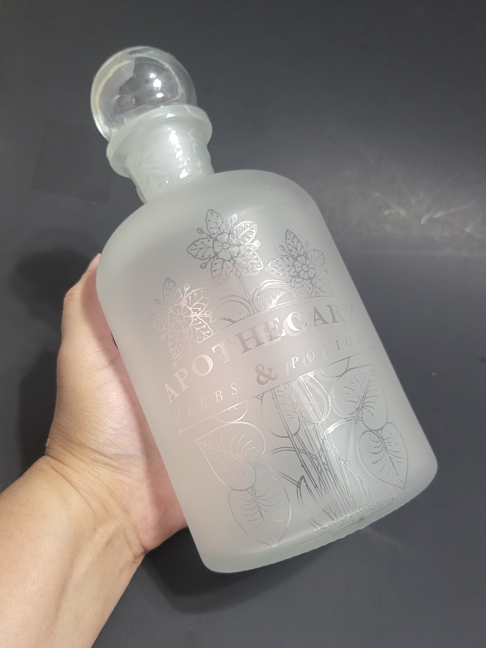 Frosted Glass Decorative Apothecary Bottle - Halloween Decor